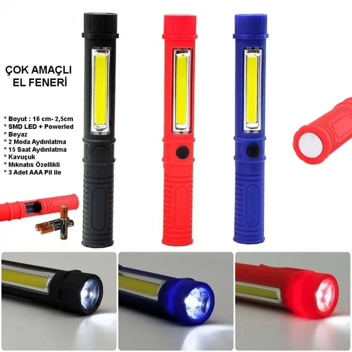 BUĞZ Çok Amaçlı Mıknatıslı Pilli EL Feneri Wt-1905