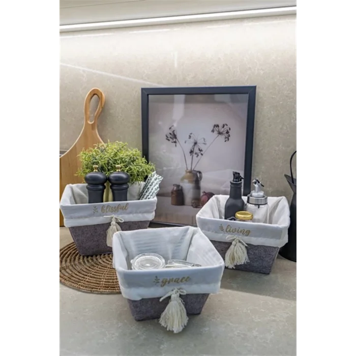 BUĞZ Çok Amaçlı Saklama Organizer Kutu Kare Keçe Sepet (mini) - 03433 ( BUĞZ )