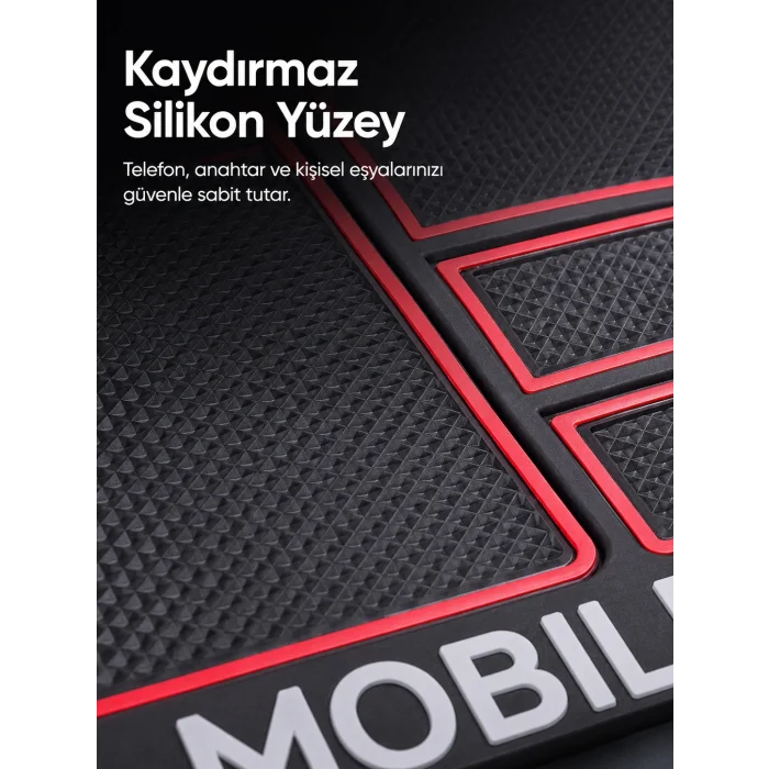 BUĞZ Çok Bölmeli Araç İçi Organizer Mat Kaydırmaz Silikon Telefon Tutuculu Tasarım