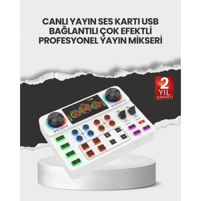 BUĞZ Çok Efektli Canlı Yayın Ses Mikseri USB ve Kablosuz Uyumlu