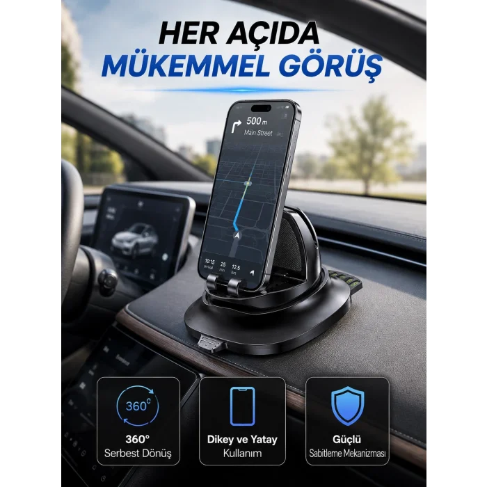 BUĞZ Çok Fonksiyonlu Araç İçi Telefon Tutucu Gizlenebilir Telefon Numarası Özellikli Stand