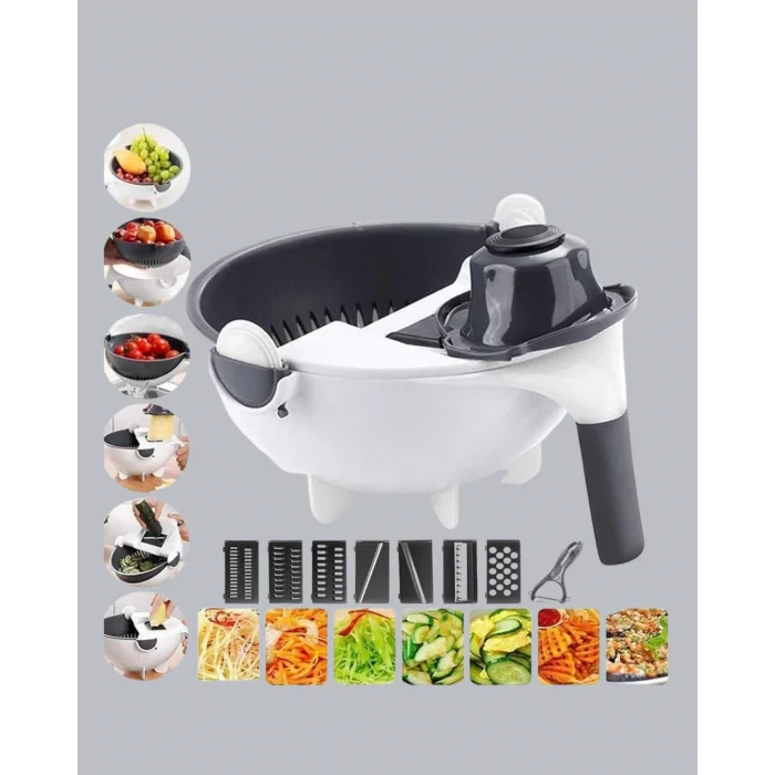 BUĞZ Çok Fonksiyonlu Döner Rende Süzgeç Hazneli Ergonomik Sebze Doğrayıcı - Lisinya