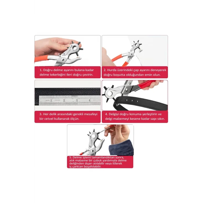  Çok Fonksiyonlu Kemer Delme Pensesi Deri Saat Kayışı Kemer Için Kullanışlı Delik Açma Aracı