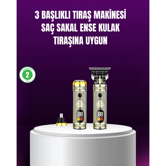  Çok Fonksiyonlu Saç ve Sakal Düzeltici Set – USB Şarjlı