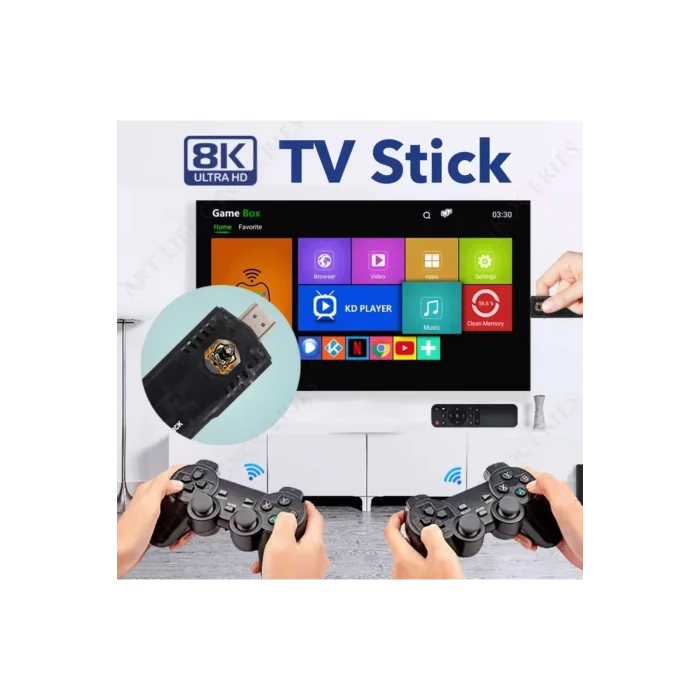 BUĞZ Çok renkli kumandalı Android TV oyun konsolu çift kişilik oyunlu Bluetooth yok - Elektronik