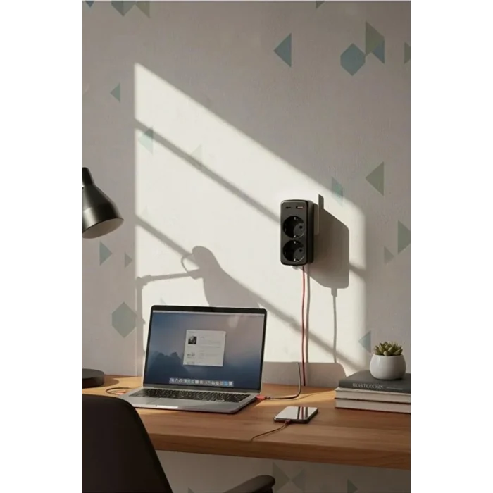 BUĞZ Çoklu Priz Yüksek Gerilim Korumalı 2’li Priz 1xusb 1xtype-c Çıkışlı Grup Priz Çoğaltıcı