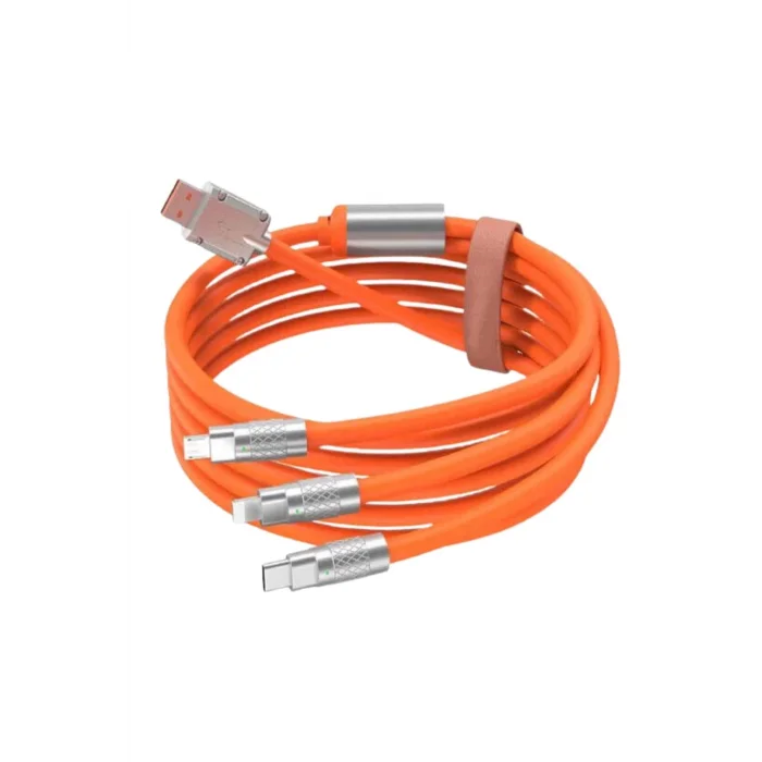  Çoklu Şarj Kablosu USB Type-C İOS Uyumlu 120W Hızlı Şarj Kablosu