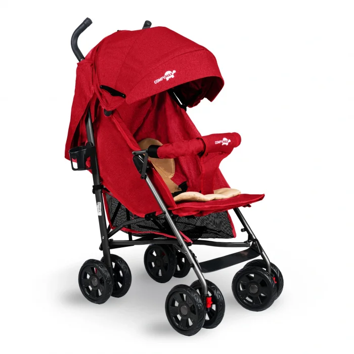 BUĞZ Comfymax Tam Yatar Baston Bebek Arabası – Dark Red