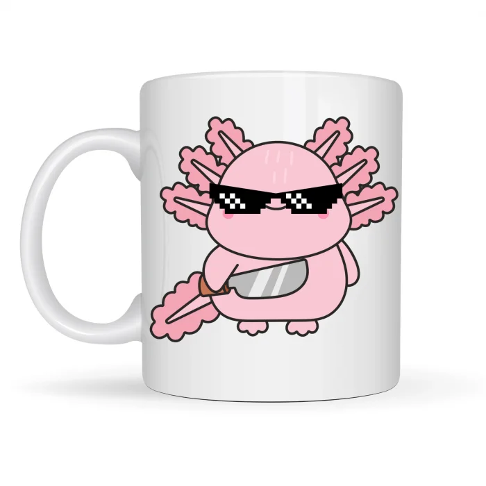 BUĞZ Cool Axolotl Tasarımlı Porselen Kupa MODEL 83 – Eğlenceli, Sevimli ve Enerji Dolu Kahve Kupası