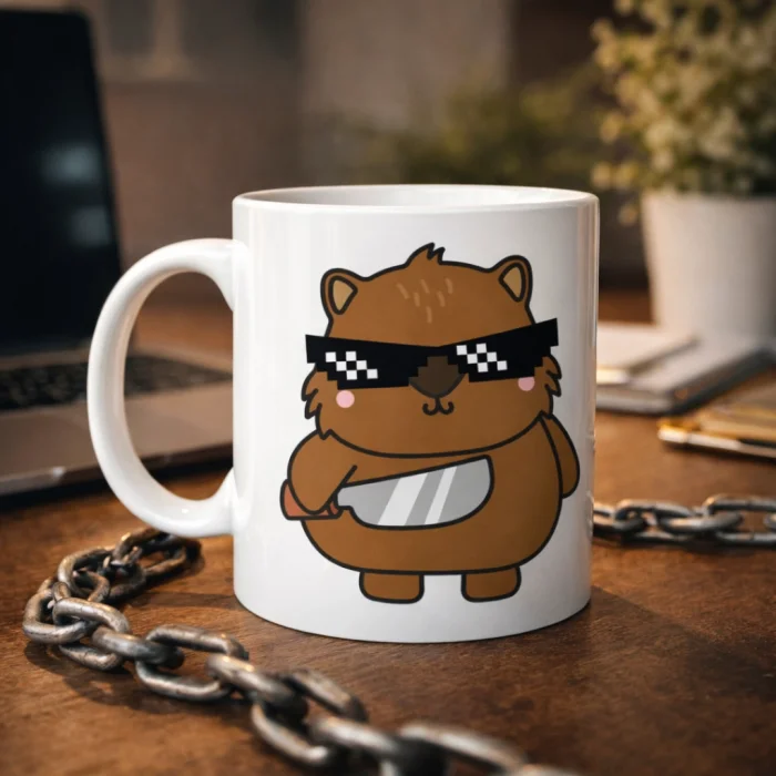 BUĞZ Cool Ayıcık Tasarımlı Porselen Kupa MODEL 84 – Eğlenceli, Karizmatik ve Dikkat Çekici Kahve Kupası