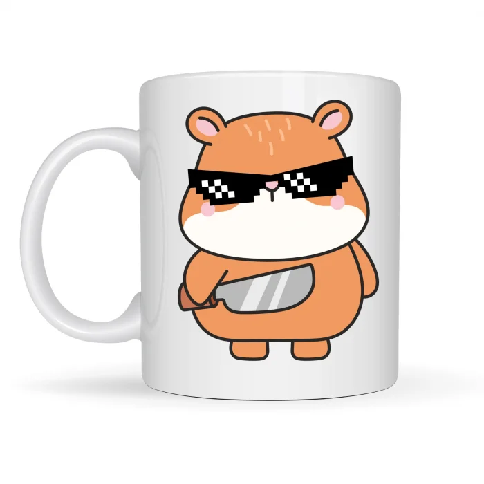 BUĞZ Cool Hamster Tasarımlı Porselen Kupa MODEL 81 – Eğlenceli, Karizmatik ve Enerji Dolu Kahve Kupası