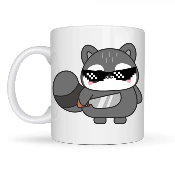 BUĞZ Cool Rakun Tasarımlı Porselen Kupa MODEL 82 – Eğlenceli, Karizmatik ve Dikkat Çekici Kahve Kupası