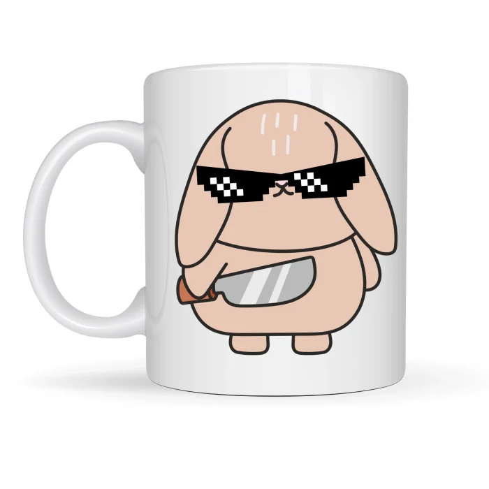 BUĞZ Cool Tavşan Tasarımlı Porselen Kupa MODEL 93 – Eğlenceli, Havalı ve Enerji Dolu Kahve Kupası