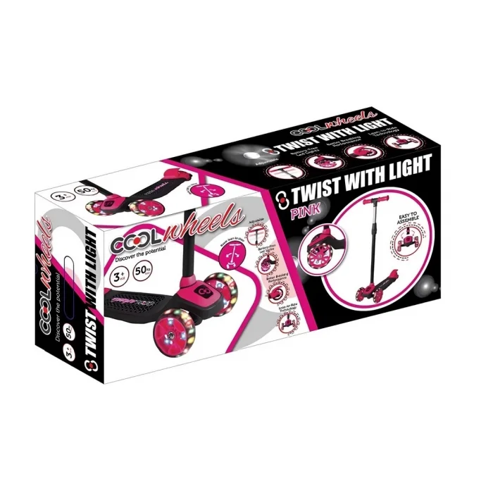 BUĞZ Cool Wheels Işıklı Twist Scooter Pembe