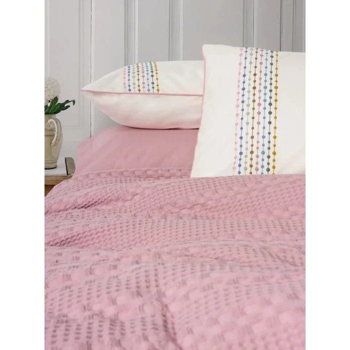  Cotton Box Aura Çift Kişilik Pike Takımı Pebble Pembe
