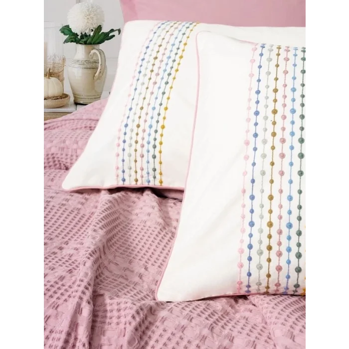  Cotton Box Aura Çift Kişilik Pike Takımı Pebble Pembe