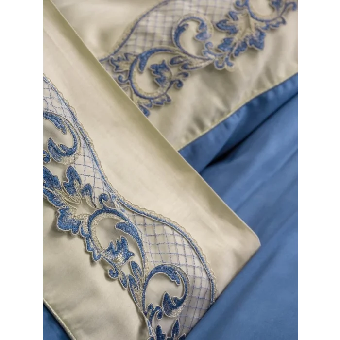 BUĞZ Cotton Box Brode Nakışlı Çift Kişilik Saten Nevresim Takımı Amaya Bej