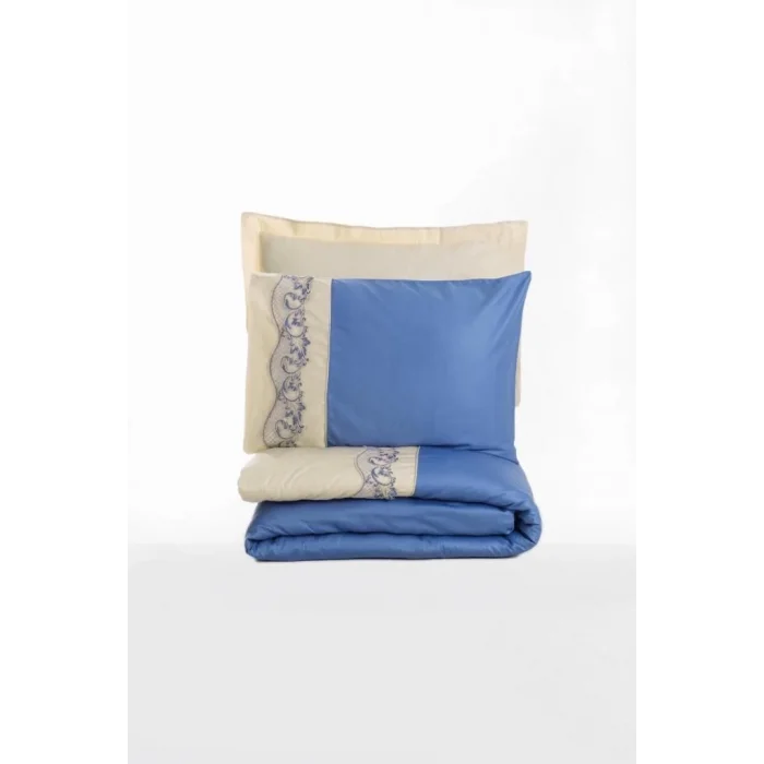 BUĞZ Cotton Box Brode Nakışlı Çift Kişilik Saten Nevresim Takımı Amaya Bej