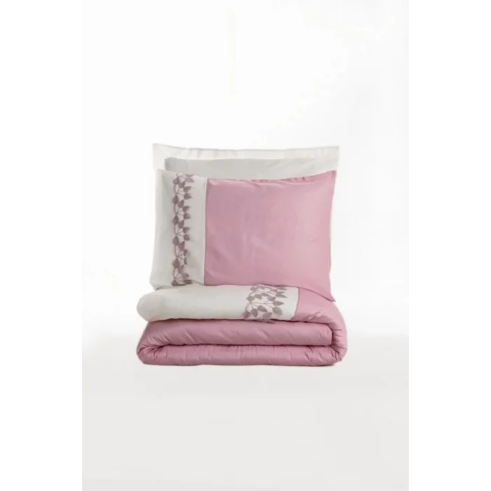BUĞZ Cotton Box Brode Nakışlı Çift Kişilik Saten Nevresim Takımı Niobe Pembe