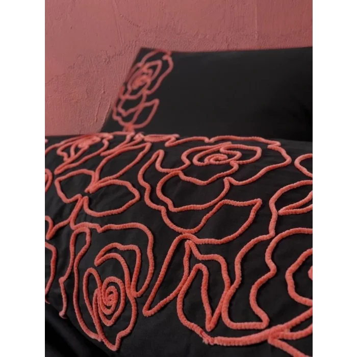 BUĞZ Cotton Box Brode Ranforce Çift Kişilik Nevresim Takımı Rosen Mercan