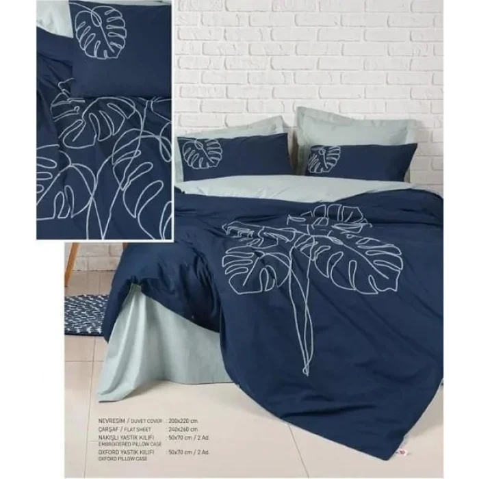 BUĞZ Cotton Box Brode Ranforce Çift Kişilik Nevresim Takımı Silva Mint