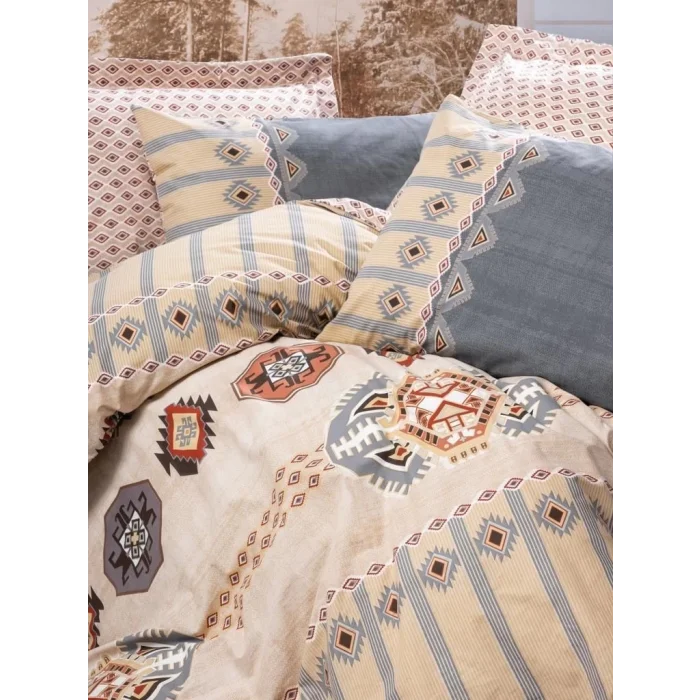  Cotton Box Etnich Nevresim Takımı Çift Kişilik Dakota Gri