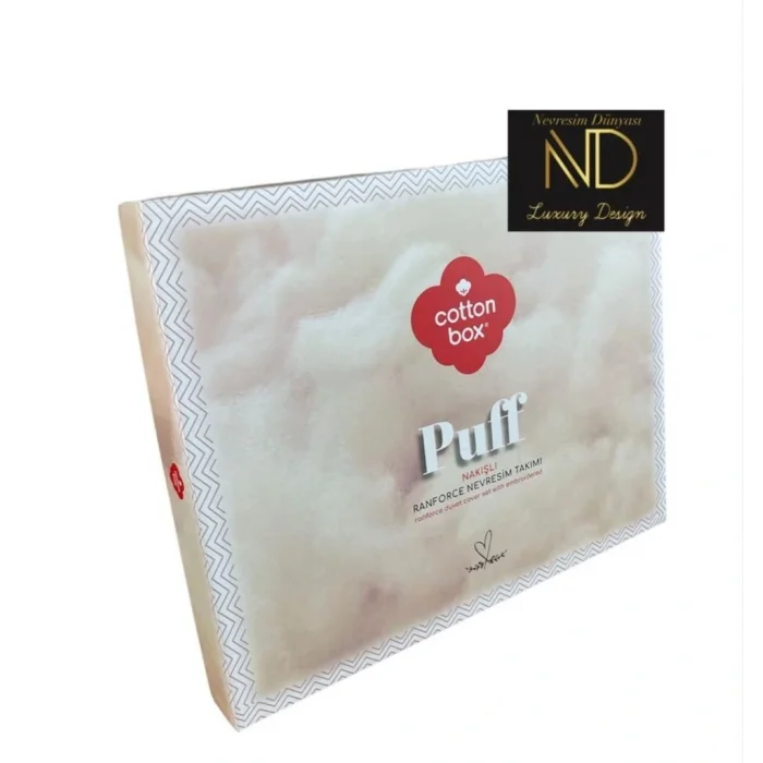 BUĞZ Cotton Box Puf Nakışlı Ranforce Çift Kişilik Nevresim Takımı Elio Bakır Siyah