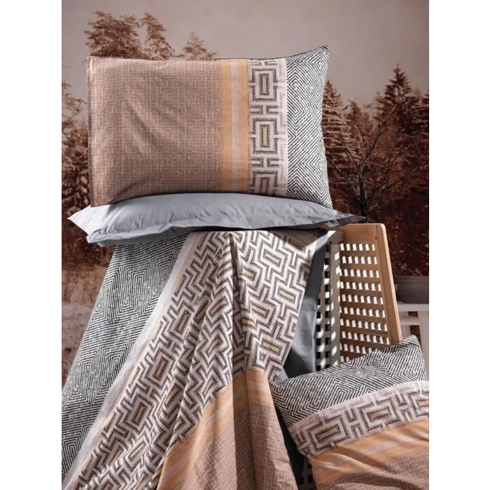  Cotton Box Toprak Vertu Antrasit Çift Kişilik Nevresim Takımı