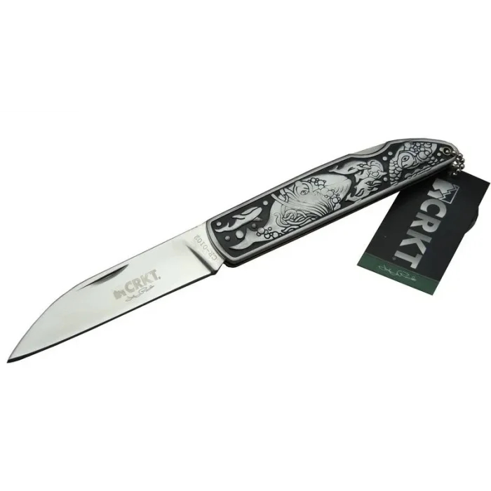 BUĞZ Cr 0102 Kamp Çakı 20 Cm - Balık Desenli Metal Sap, Kılıflı, Kutulu