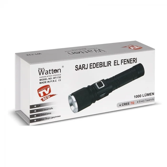 BUĞZ Cree Tg Led 1000 Lümen Göstergeli Fonksiyonel El Feneri  Wt-732