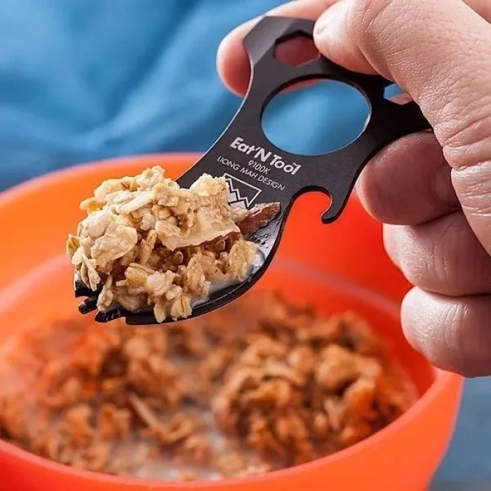 BUĞZ Crkt 9100k Eat’n Tool Karabina Çok Fonksiyonlu Karabina Tornavida Lokma Açacak Çatal Kaşık