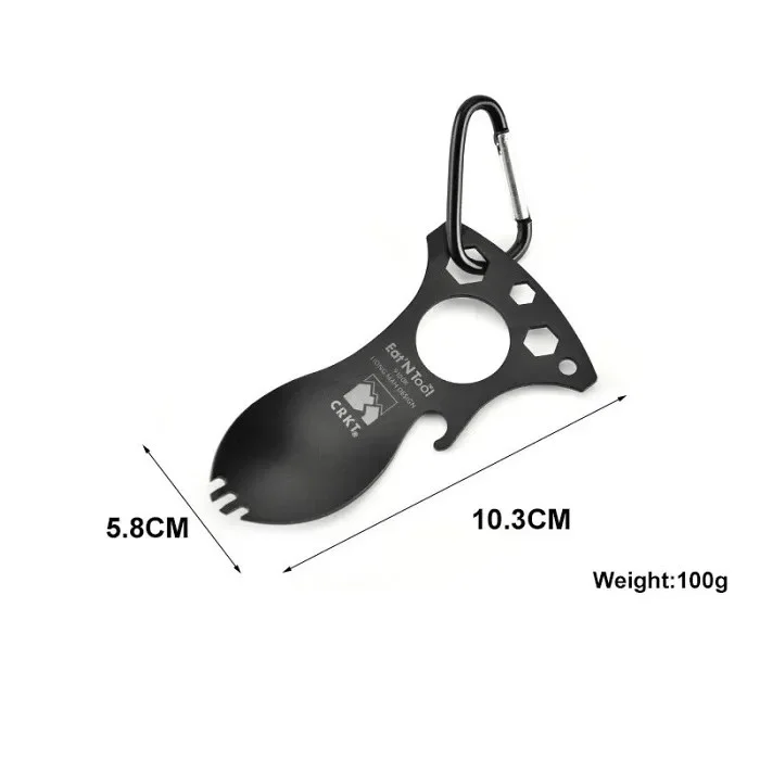 BUĞZ Crkt 9100k Eat’n Tool Karabina Çok Fonksiyonlu Karabina Tornavida Lokma Açacak Çatal Kaşık