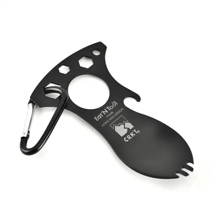 BUĞZ Crkt 9100k Eat’n Tool Karabina Çok Fonksiyonlu Karabina Tornavida Lokma Açacak Çatal Kaşık