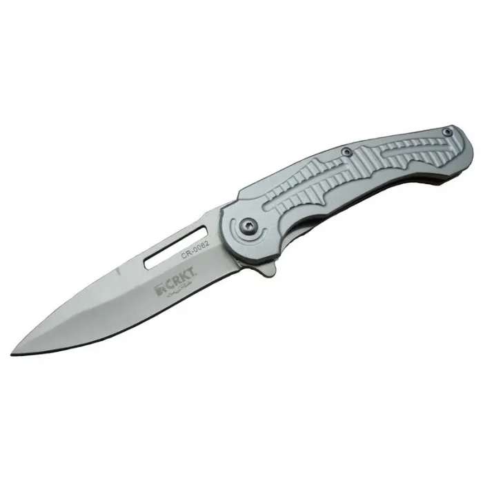  CRKT CR 0062 Gri Oluklu Kamp Çakı 17,5 cm - Otomatik, Kılıflı, Kutulu