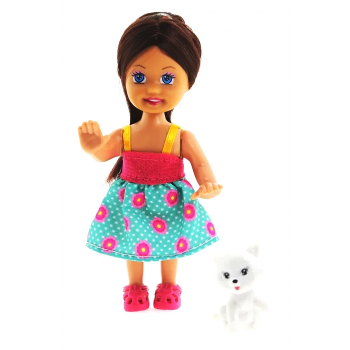  Cute Girl Kedi Figürlü Kumral Mini Bebek