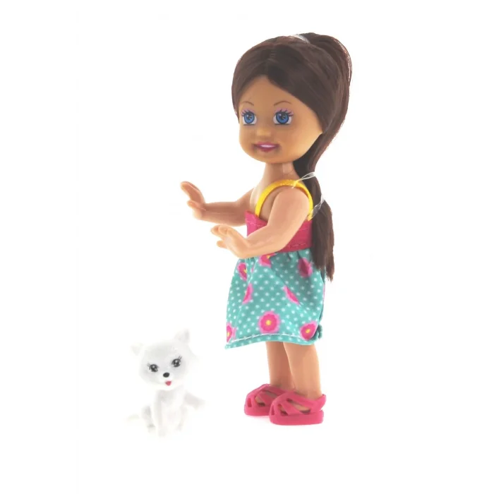  Cute Girl Kedi Figürlü Kumral Mini Bebek