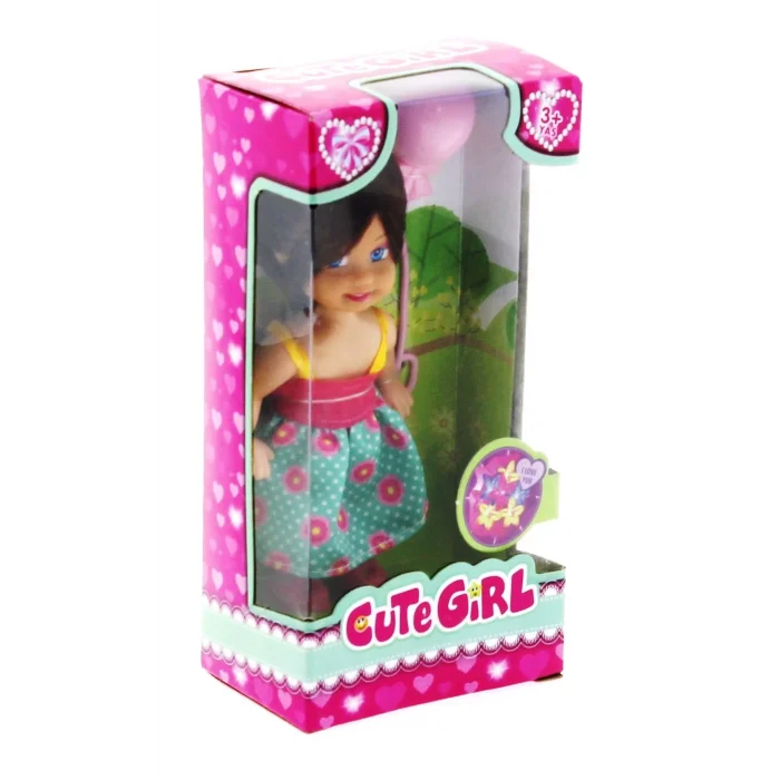 Cute Girl Pembe Balonlu Kumral Mini Bebek