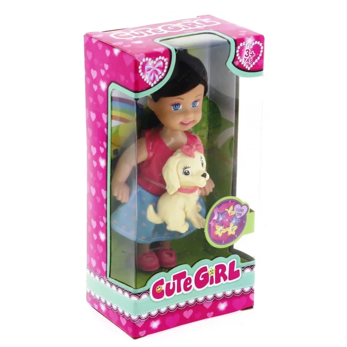  Cute Girl Sarı Köpekli ve Kumral Mini Bebek