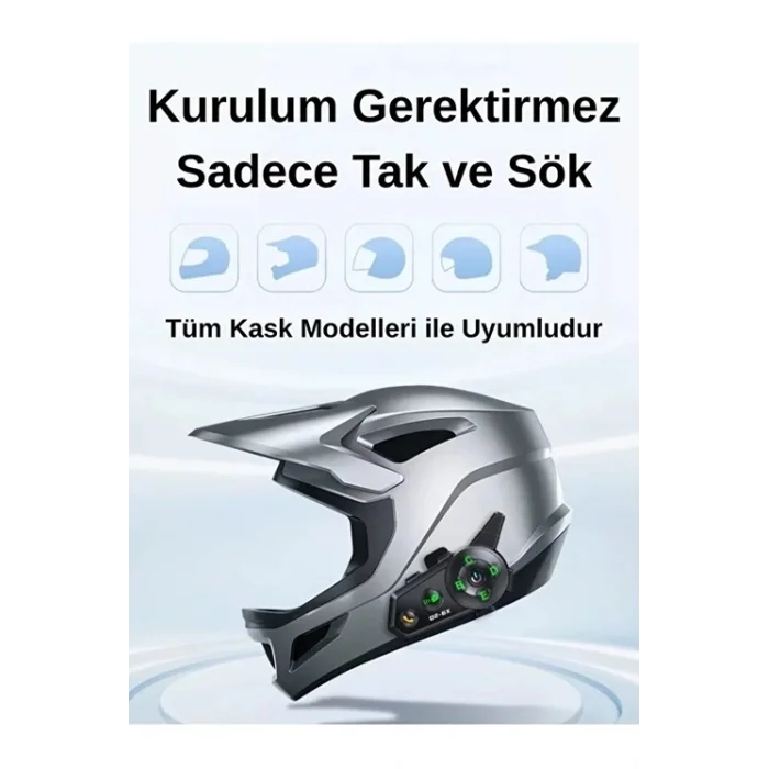 BUĞZ D2-6x 1000m Mesafeli 6 Kanallı İntercom Bluetooth Motosiklet Kask Kulaklığı İntercom Kulaklık
