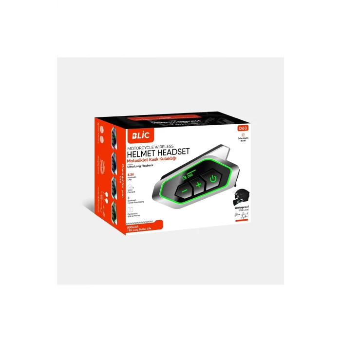 BUĞZ D60 Motor Kask Kulaklık Rgb Modlu Motosiklet Kulaklık Su Geçirmez 5.3 Bluetooth Intercom