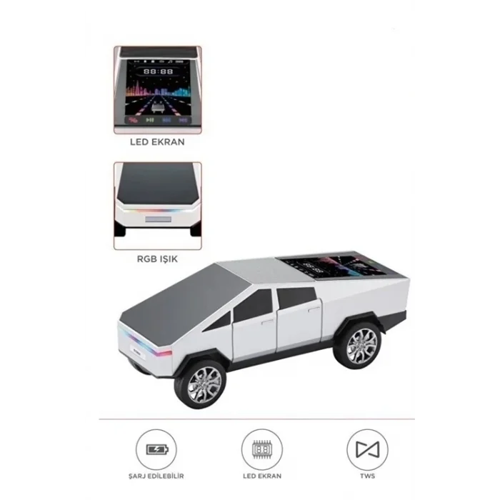 BUĞZ D68 Cyber Model Araba Tasarımlı Bluetooth Hoparlör 15w Güçlü Ses Rgb Led /tws/usb Beyaz