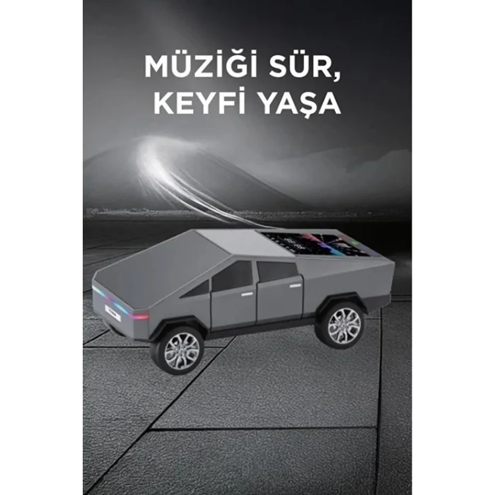 BUĞZ D68 Cyber Model Araba Tasarımlı Bluetooth Hoparlör 15w Güçlü Ses Rgb Led /tws/usb Gri
