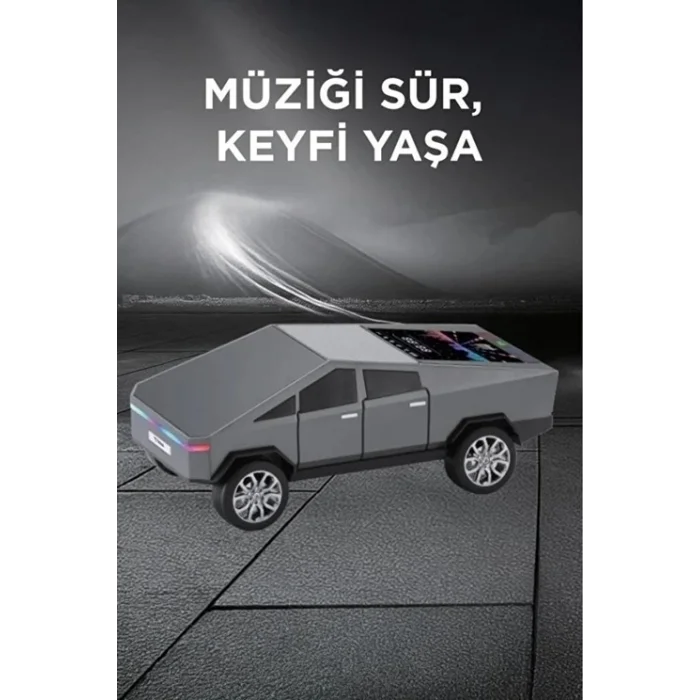 BUĞZ D68 Cyber Model Araba Tasarımlı Bluetooth Hoparlör 15w Güçlü Ses Rgb Led /tws/usb Gri