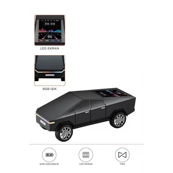 BUĞZ D68 Cyber Model Araba Tasarımlı Bluetooth Hoparlör 15w Güçlü Ses Rgb Led /tws/usb Siyah