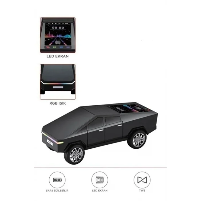 BUĞZ D68 Cyber Model Araba Tasarımlı Bluetooth Hoparlör 15w Güçlü Ses Rgb Led /tws/usb Siyah