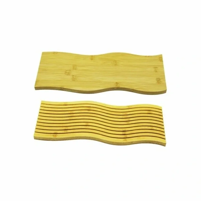 BUĞZ Dalgalı Çift Taraf Tasarımlı Ahşap Sunum Tepsisi