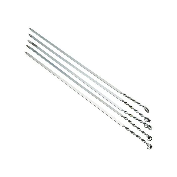 BUĞZ Dar Yassı Mangal Şişi - Burgulu Tasarım - 60 cm - Tavuk ve Kanat İçin