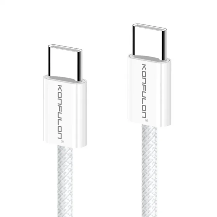 BUĞZ Dc130 2m 60w Type-c To Type-c Örgülü Hızlı Şarj Kablosu - Beyaz