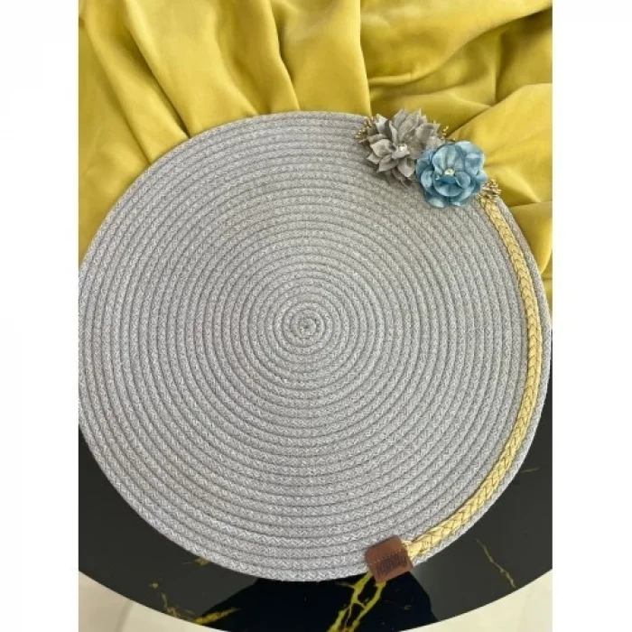  DecoHandy 39cm Çiçekli Jüt Örme Supla Amerikan Servis