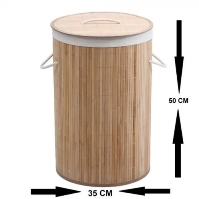  DecoHandy Yuvarlak Bambu Kirli Sepeti